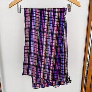 DKNY Plaid Purple/Pink Scarf Lightweight Scarf Shawl Wrap 80”L X 40”W NWOT